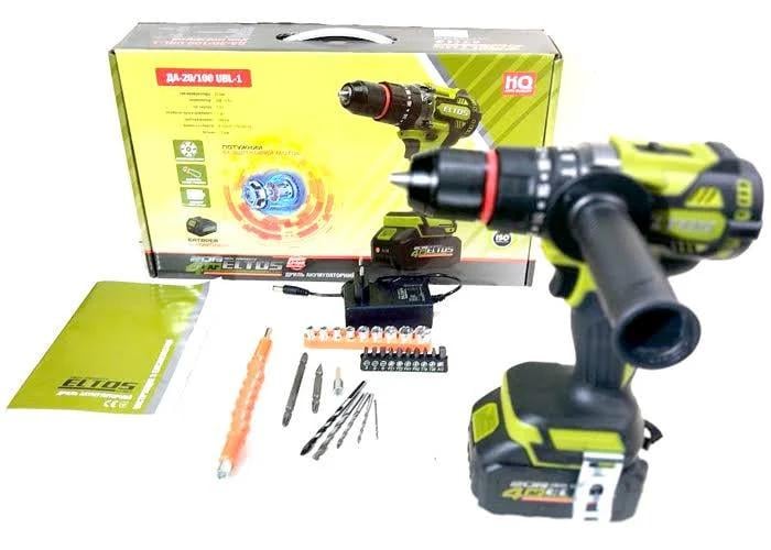 Шуруповерт аккумуляторный ELTOS ДА-20/100-1 UBL бесщеточный мотор/крутящий момент 100Нм/1 аккумулятор 4 Ач/картона коробка (33864206)
