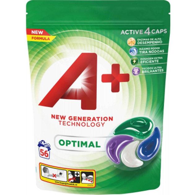 Капсулы для стирки А+ OPTIMAL универсал 4 в1 56 шт.