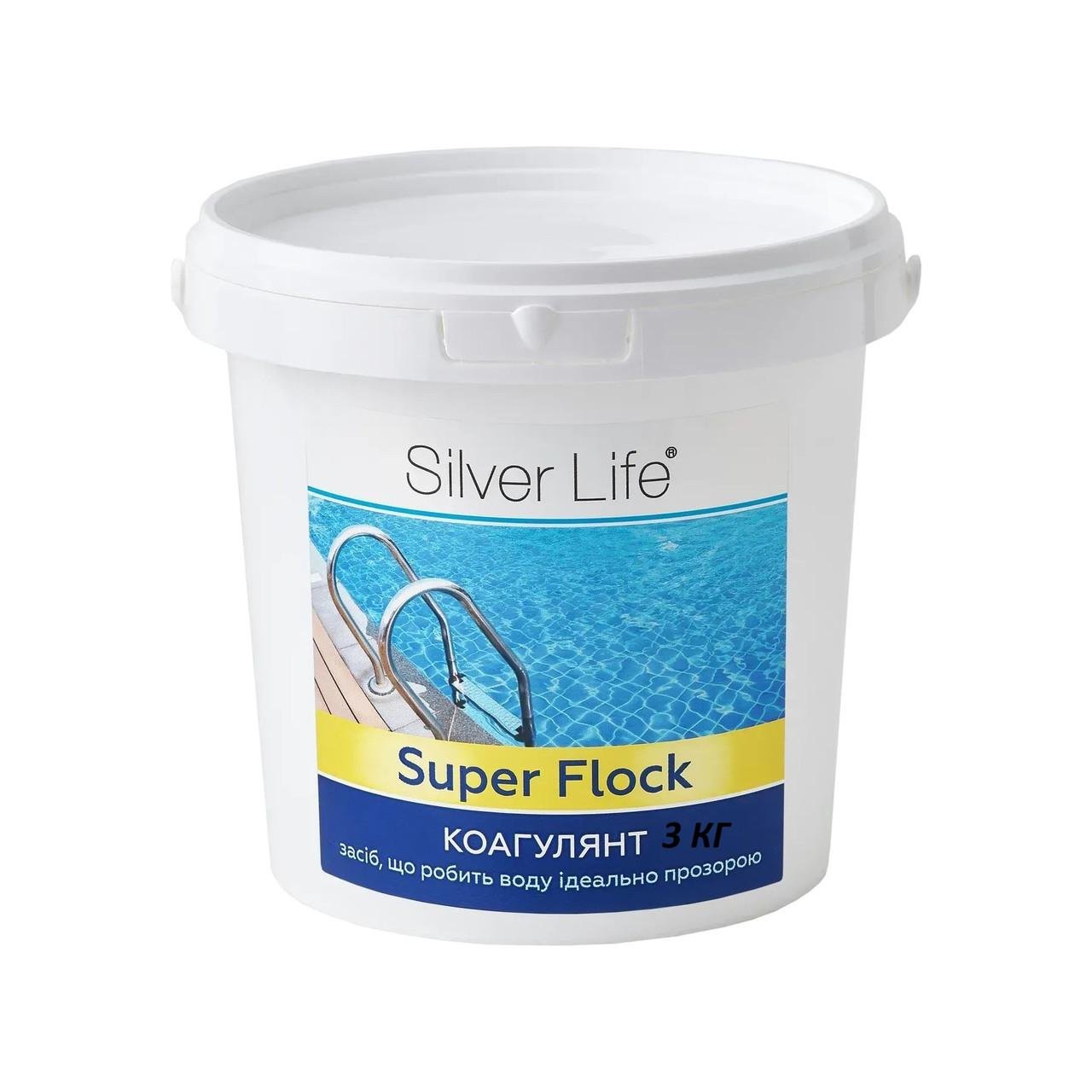 Засіб проти каламутності води в басейні Silver Life Коагулянт пролонгованої дії Super Flock 3 кг (ST000024724)