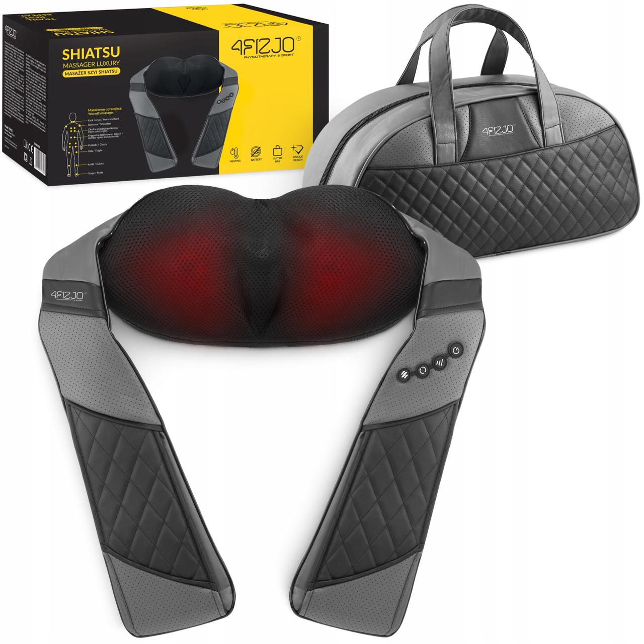 Накидка-масажер 4fizjo Shiatsu Luxury+ для шиї та спини Grey (P-5907739319104) - фото 2