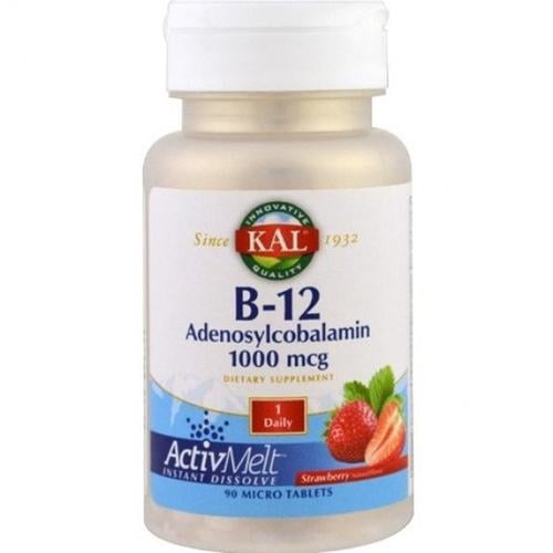 Метилкобаламін KAL B-12 Adenosylcobalamin 1000 мкг 90 Micro Tablets Strawberry Flavor