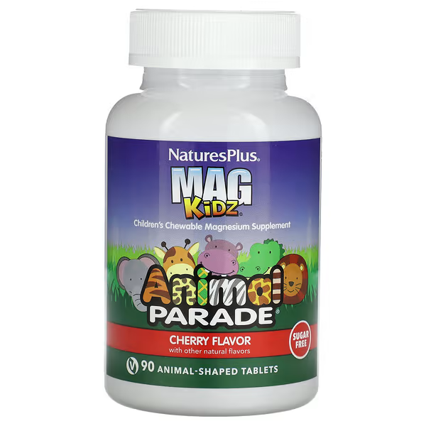 Магний для детей NaturesPlus Animal Parade MagKidz для нервной системы вишневый вкус 90 таблеток