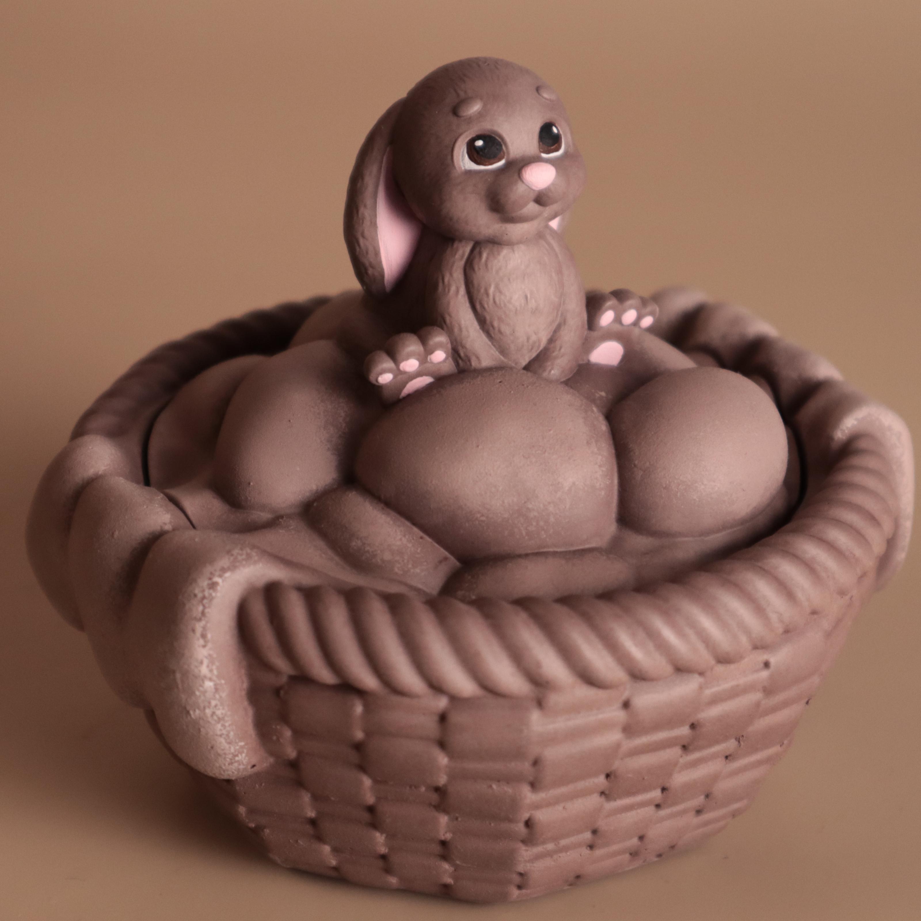 Аромасвічка соєва Wax Harmony Ваніль у гіпсовому кашпо Кошик з Кроликом Коричневий (1000104)