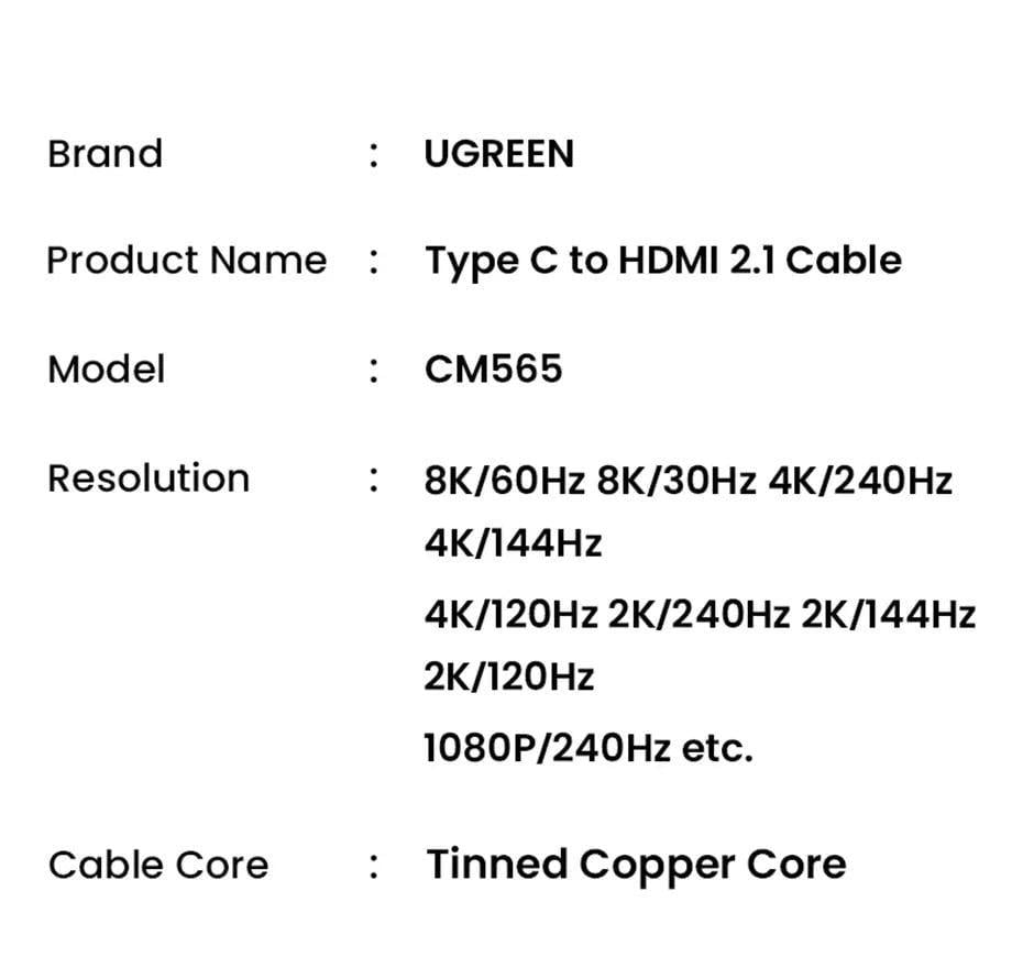 Кабель UGREEN CM565 USB-C to HDMI 2.1 VRR HDR 3 м Aluminium (35377) - фото 23