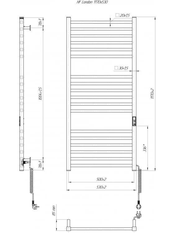 Полотенцесушитель электрический Hygge Family London TR K 1170х530 мм Белый матовый (6.1.0104.06.WM) - фото 6