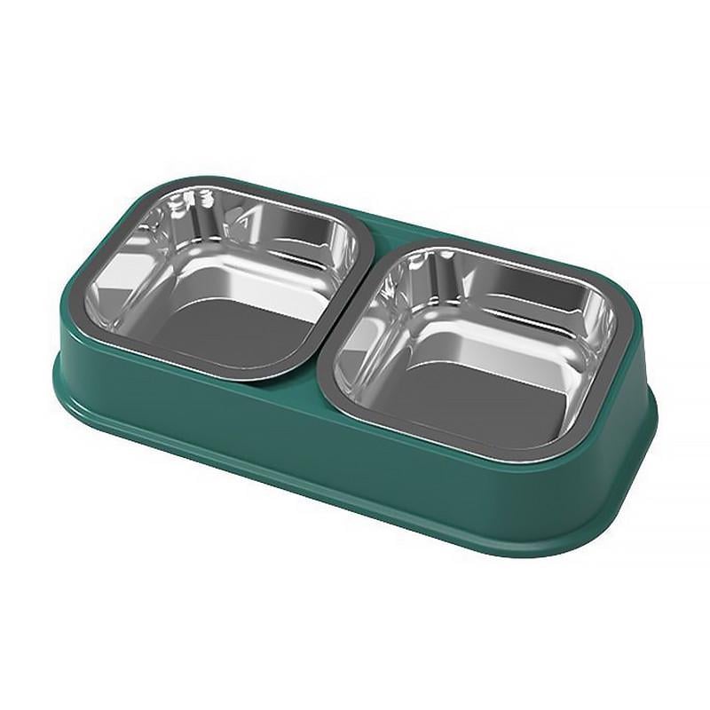 Двойная Миска Lesko DT712 big пластик/нержавейка Green Двойная Миска Lesko DT712 big пластик/нержавейка Green