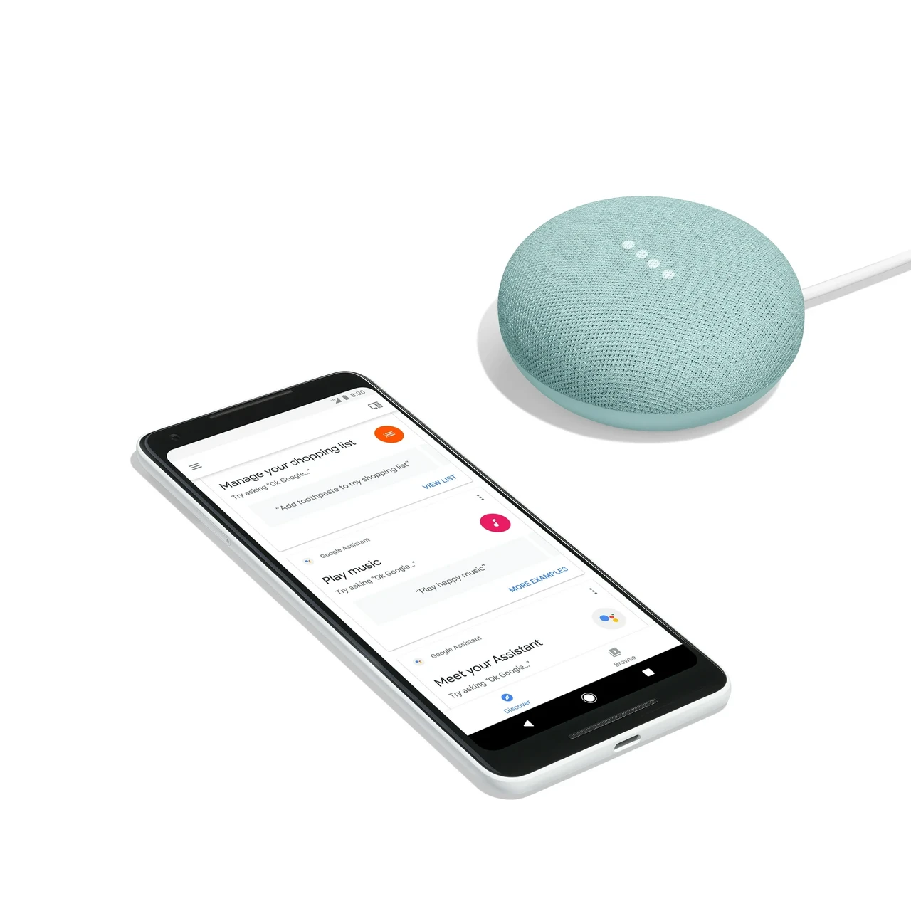 Розумна колонка Google Home Mini Aqua (GA00275) - фото 6 Розумна колонка Google Home Mini Aqua (GA00275) - фото 6