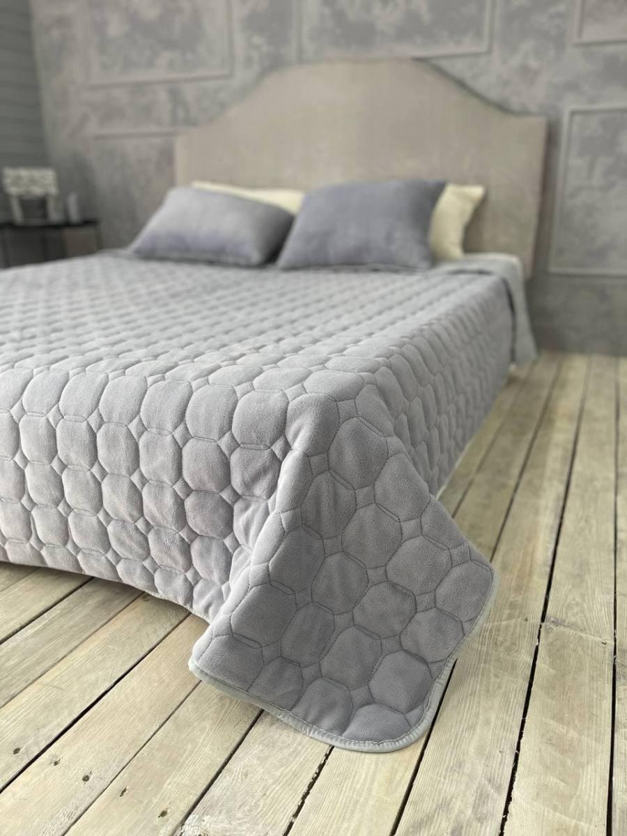 Покрывало стеганное летнее 210х230 с подушками 2х40х60 см. Серый (Д-cap-podush-001) - фото 3