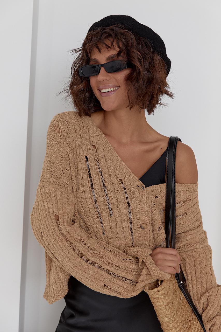 Кардиган жіночий у стилі гранж S Кавовий (11643837) Кардиган жіночий у стилі гранж S Кавовий (11643837)