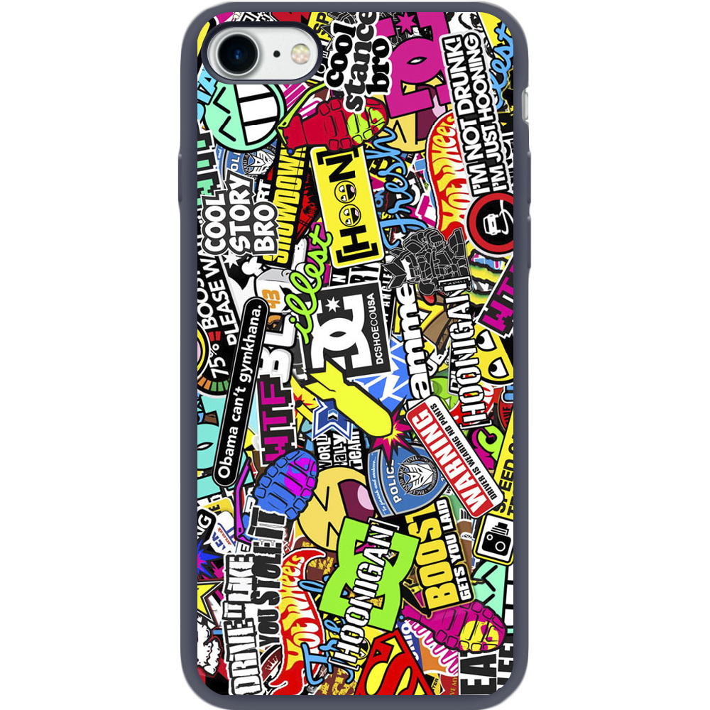 Чехол BoxFace Apple iPhone 7/8 SE  2020 Multicolored Inscriptions Синий силикон (26205-up880-35448)