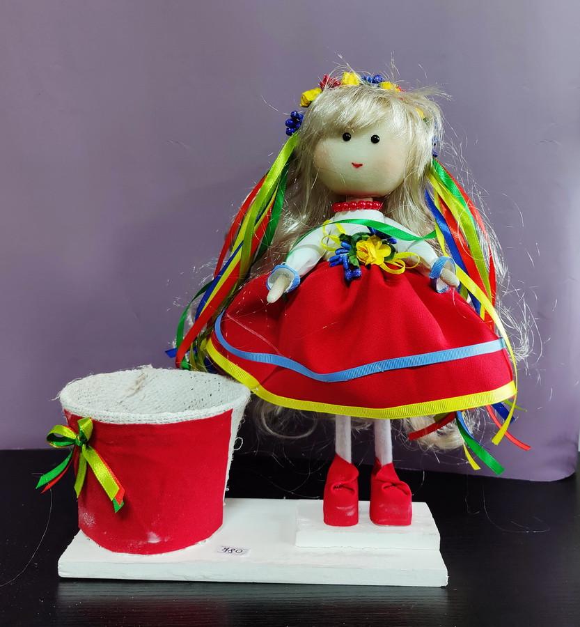 Лялька кашпо Українка в платті 35 см Червоний (LK003)