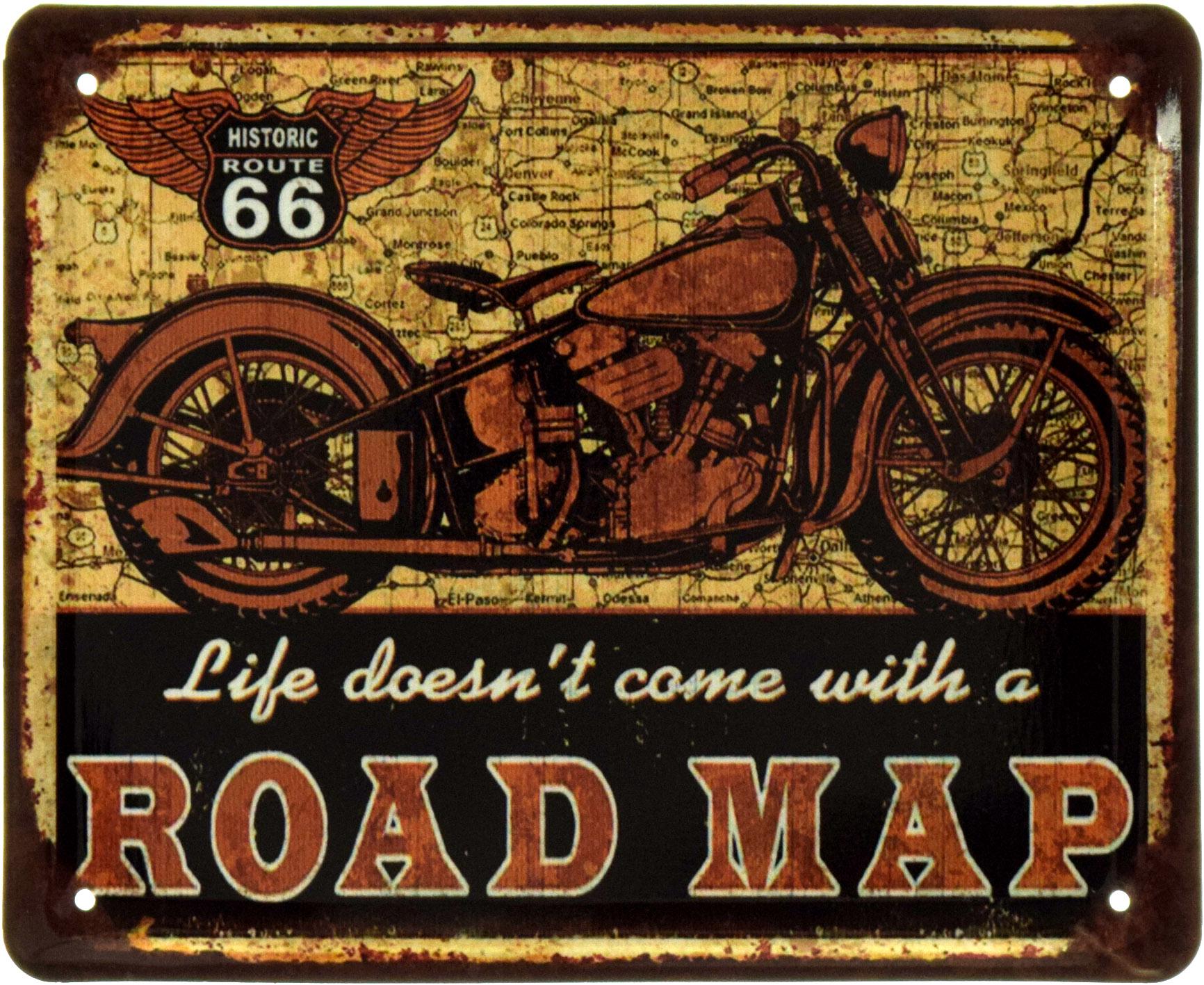 Табличка металлическая В Жизни Нет Дорожной Карты/Life Doesn't Come With A Road Map 18x22 см