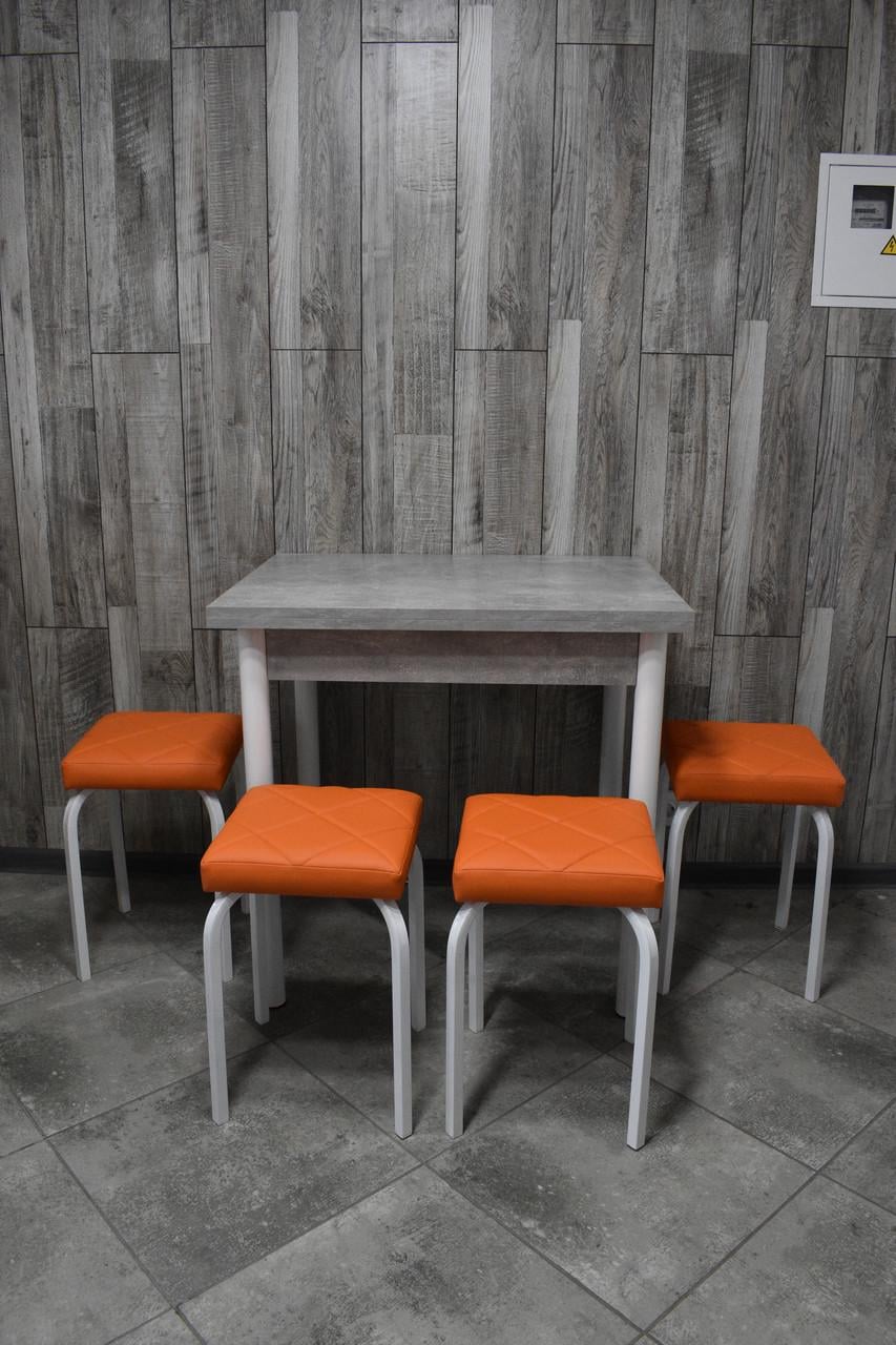 Кухонний комплект Оскар стіл розкладний/табурети 4 шт. Tutti Lux 60х80/80х120х75 см Бетон темний/Помаранчевий (28375030)