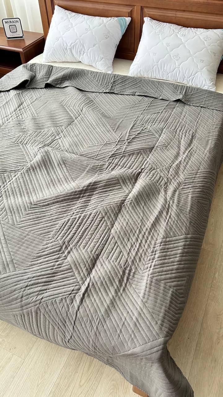 Покривало двостороннє Koloco бавовняне стьобане євро 200x230 см Графітовий (К5300В-2)