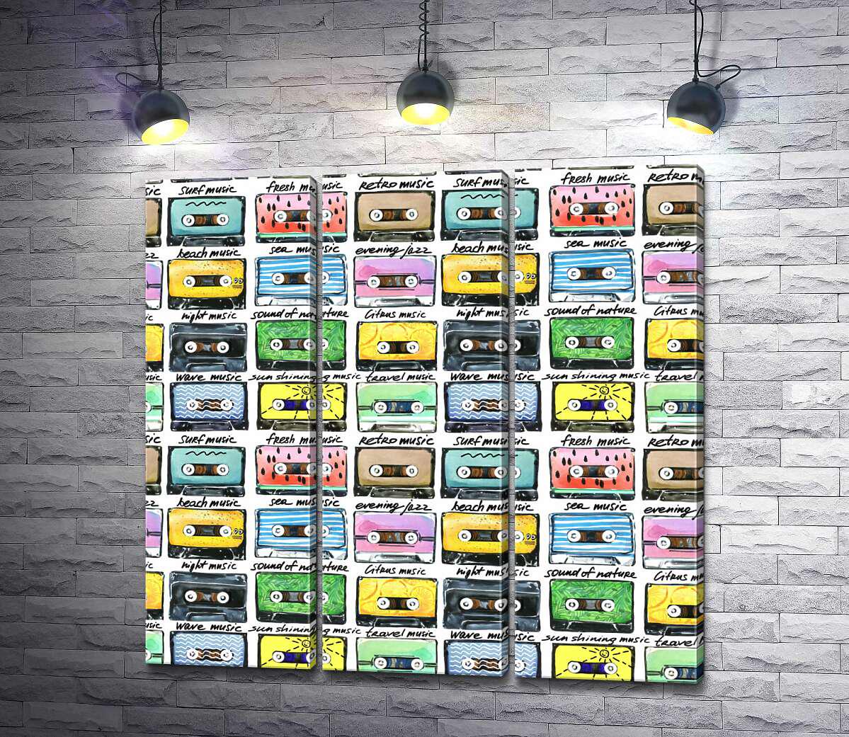 ᐉ Модульная картина ArtPoster Разнообразие музыки на кассетах 132x130 ...