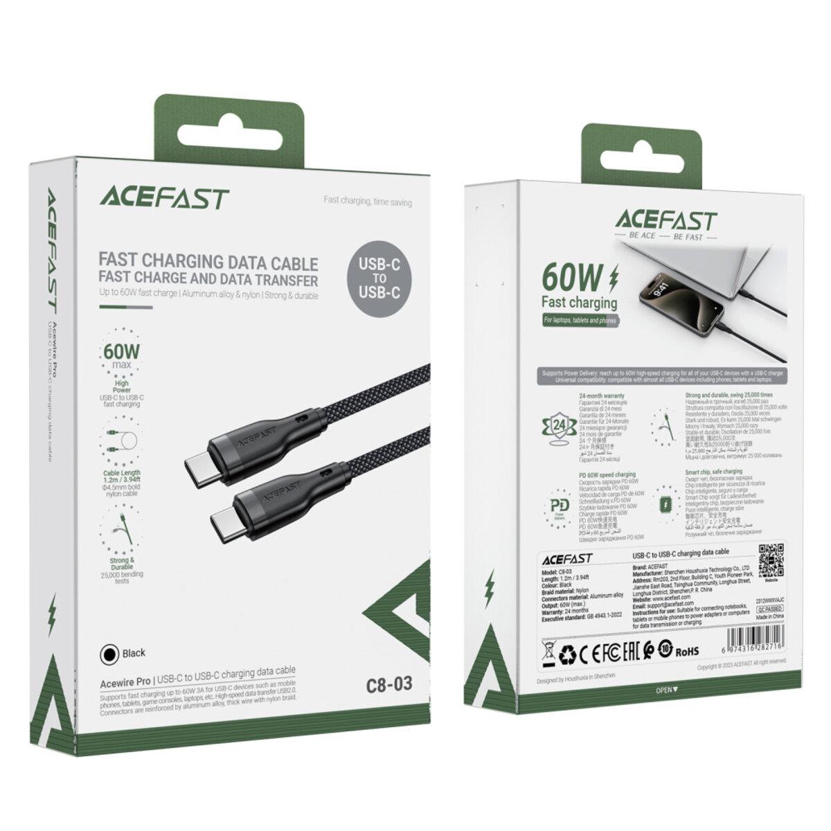 Кабель Acefast C8-03 USB-C to USB-C Black - фото 4 Кабель Acefast C8-03 USB-C to USB-C Black - фото 4