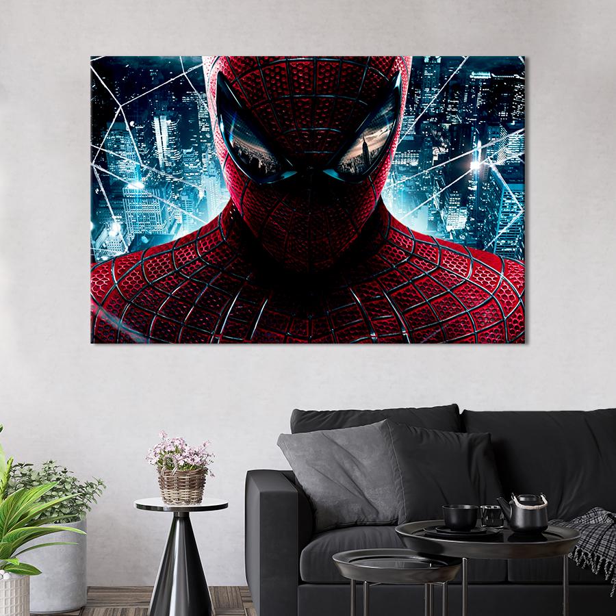 Настінний декор Нова Людина-павук на тлі міста 80x54 см (A107-1)