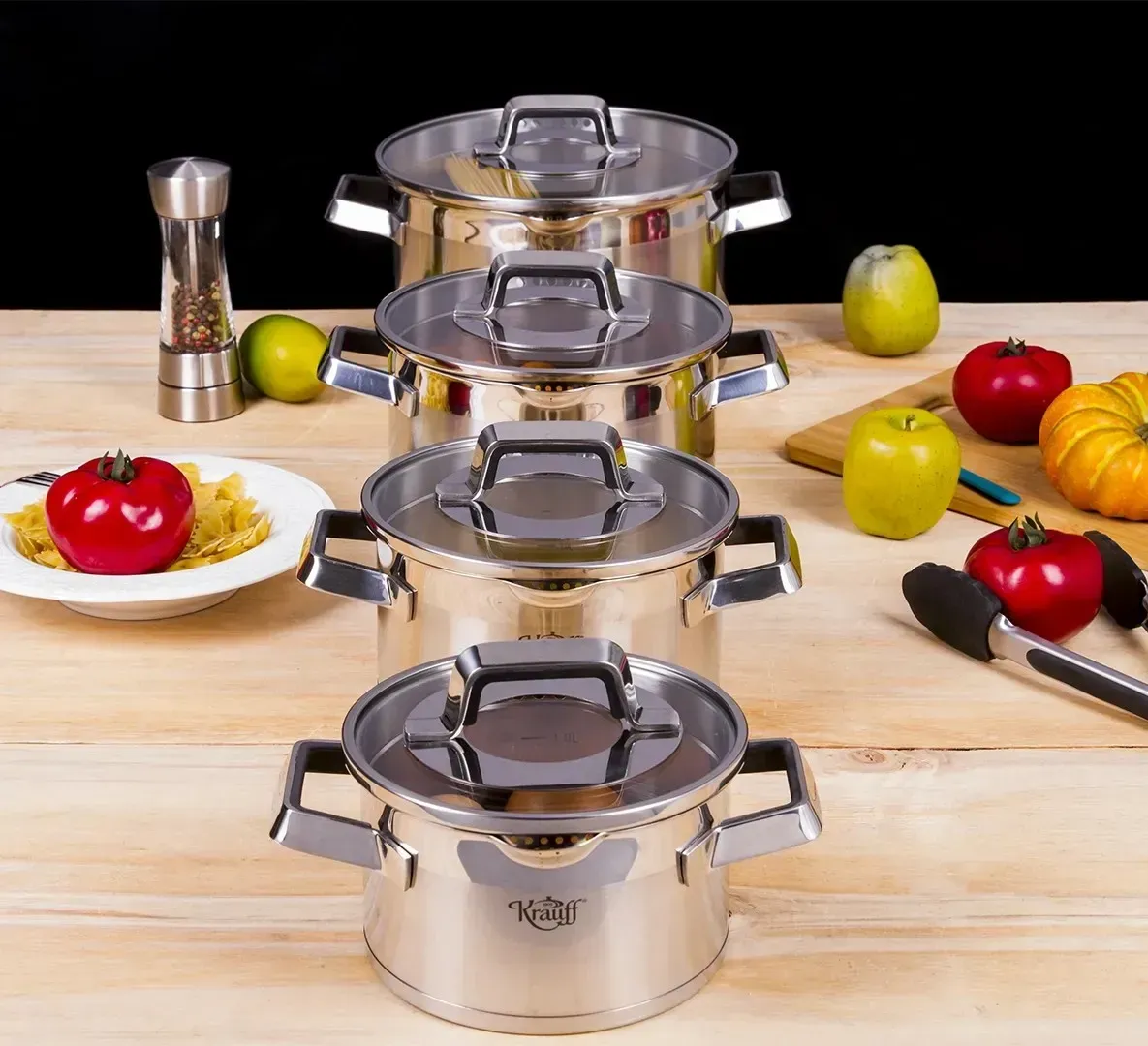 Набор кастрюль Krauff Moderne Schwarz со сковородой (55-333-411) - фото 8 Набор кастрюль Krauff Moderne Schwarz со сковородой (55-333-411) - фото 8