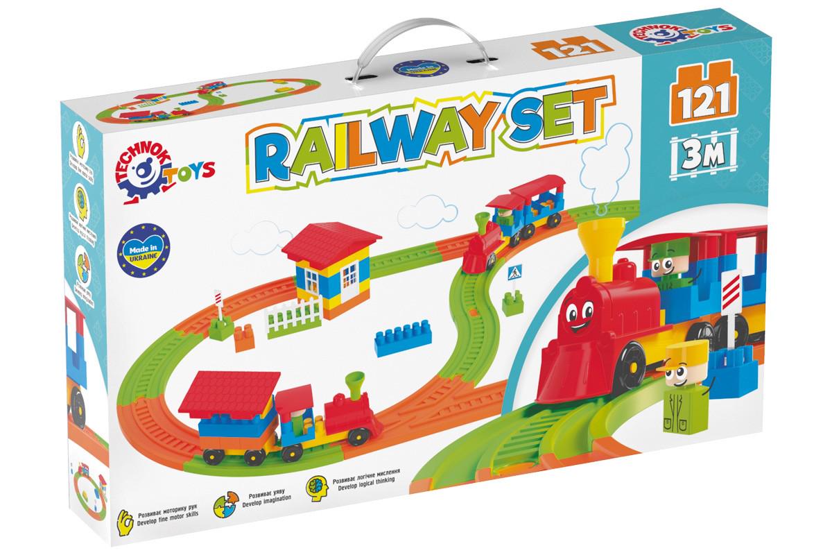 Конструктор детский ТехноК Железная дорога Терминал-2 из пластика на 121 деталь Разноцветный (150-98-TH1240)