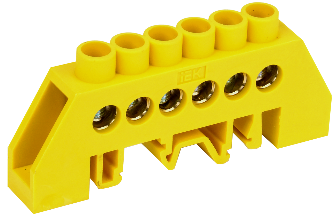 Шина заземления УЭК ШНИ-8х12-6-КС-Ж 6 отверстий медь в корпусном изоляторе 8х12 мм (YNN10-812-6DP-K05)