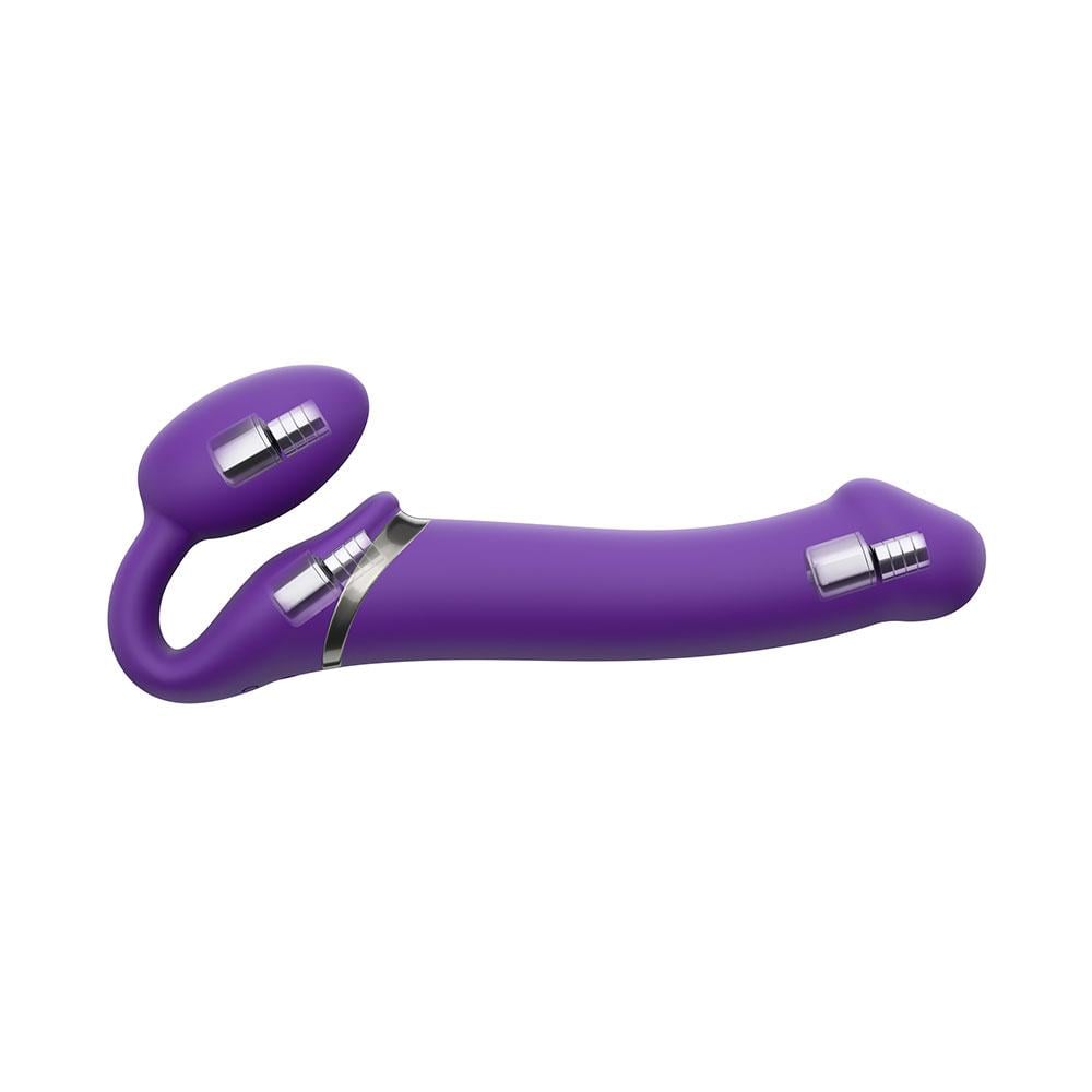 Страпон безременный с вибрацией Strap-On-Me Vibrating Bendable Strap-On M 15,6 см Фиолетовый (38214)