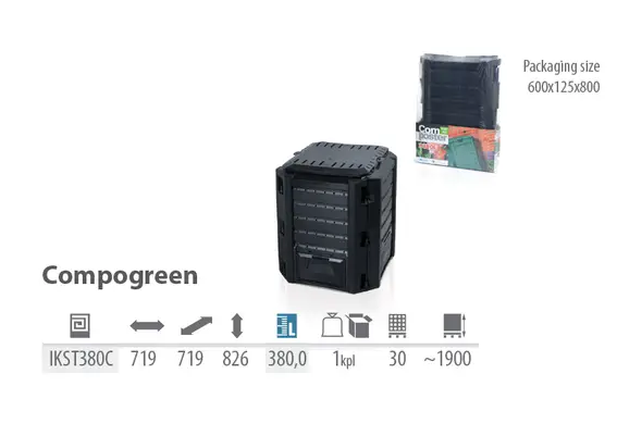 Компостер Prosperplast 820x720x720 мм 380 л Черный (IKST380C-S411) - фото 2