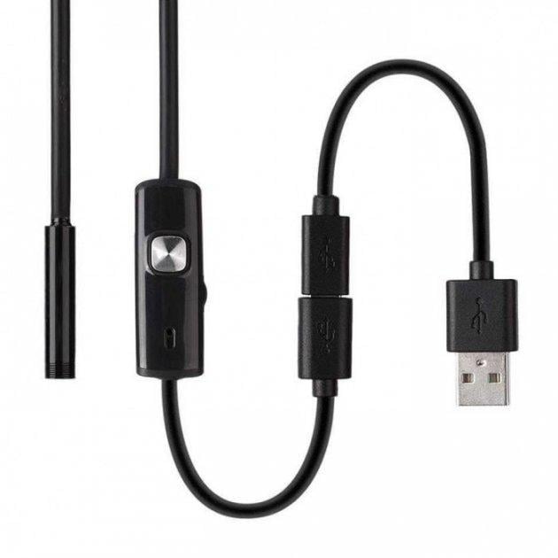 Эндоскоп цифровой USB/micro с подсветкой и кабелем 2 м 7 мм Black - фото 1