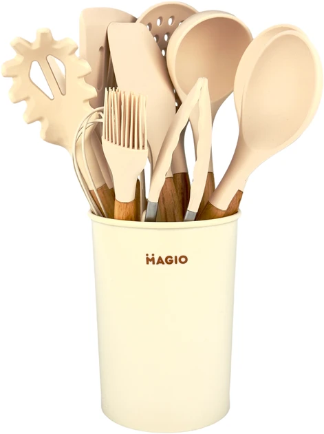 Набор кухонных приборов Magio MG-1142 12 пр. с подставкой Бежевый (2357031685)