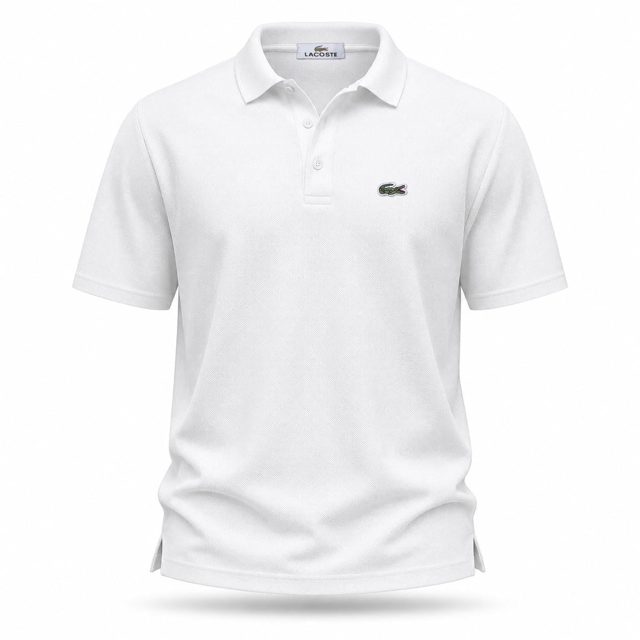 Поло мужское в стиле Lacoste из турецкой ткани L Белый (25-952-013)