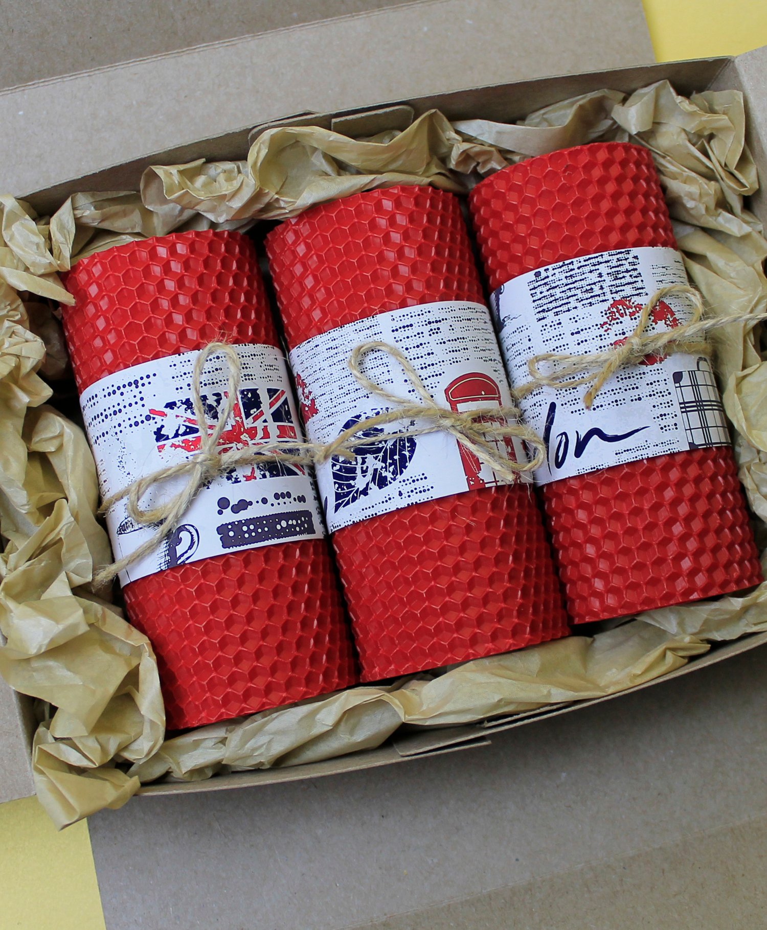 Подарочный набор крафтовые свечи из вощины №32/2 (10-0292)