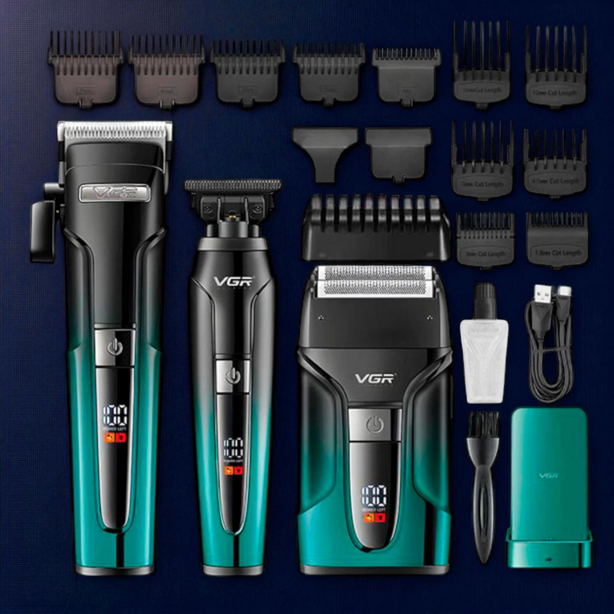 Набор VGR 3в1 V-694 Машинка для стрижки аккумуляторная clipper/триммер/электробритва Blue (E_V-694Blue) - фото 10 Набор VGR 3в1 V-694 Машинка для стрижки аккумуляторная clipper/триммер/электробритва Blue (E_V-694Blue) - фото 10