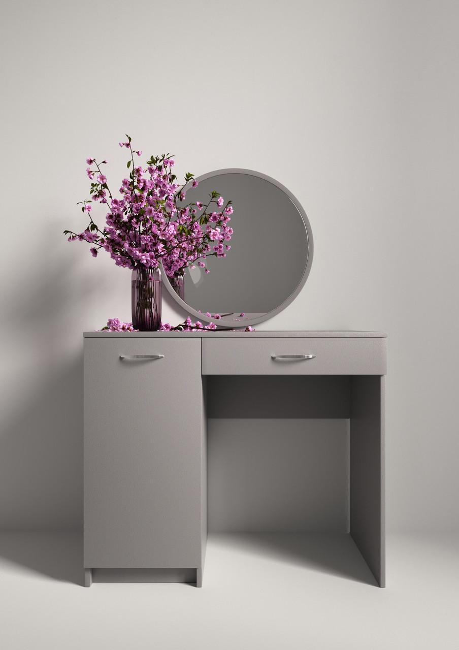 Туалетный столик New and Classic с круглым зеркалом 750х900х450 мм Серый (ТЗ-1 ручки-4) - фото 4 Туалетный столик New and Classic с круглым зеркалом 750х900х450 мм Серый (ТЗ-1 ручки-4) - фото 4