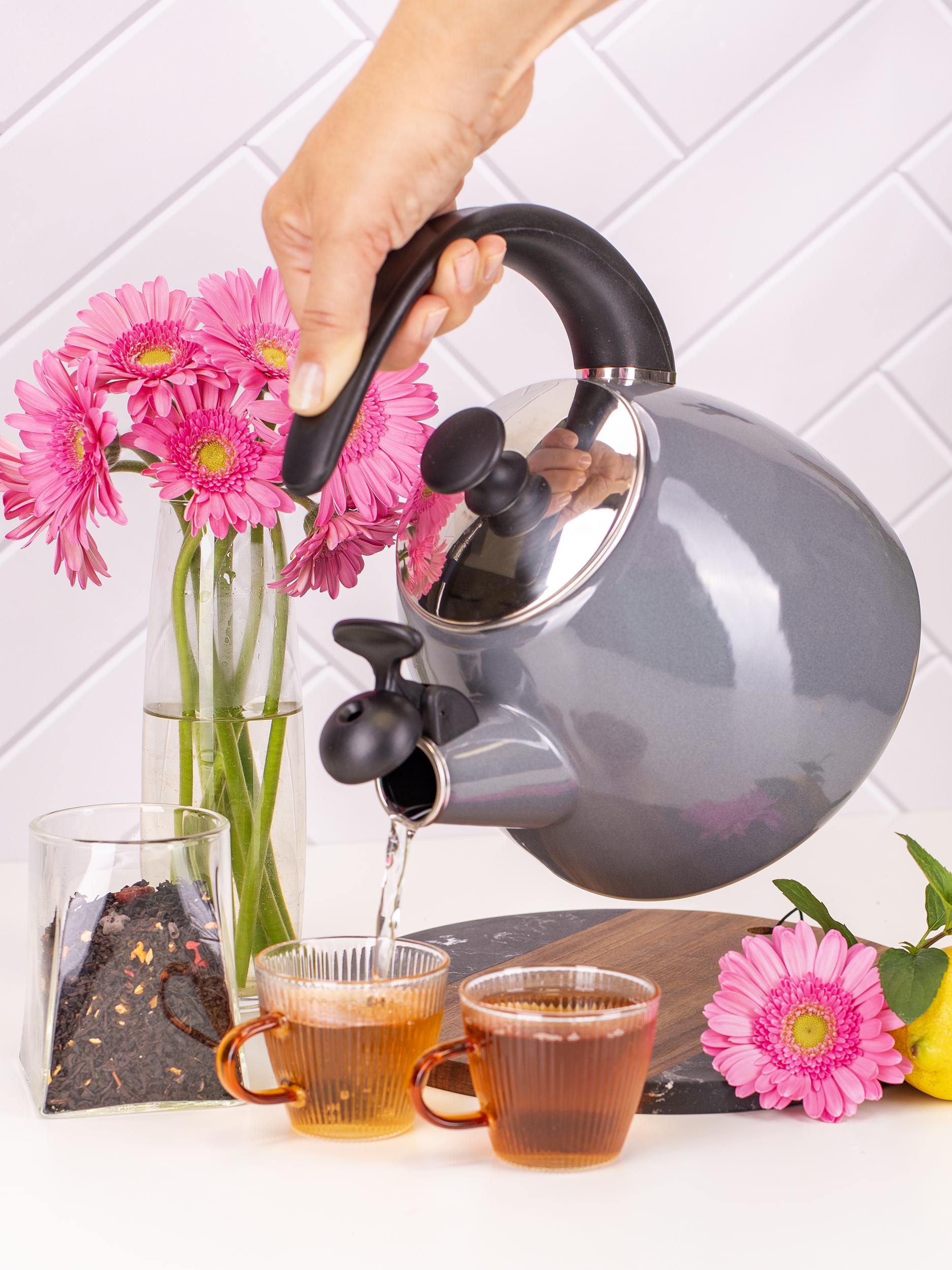 Чайник зі свистком Kamille KM-1040С із емальованої сталі 2,5 л Сірий (150-84-1040С) - фото 7 Чайник зі свистком Kamille KM-1040С із емальованої сталі 2,5 л Сірий (150-84-1040С) - фото 7