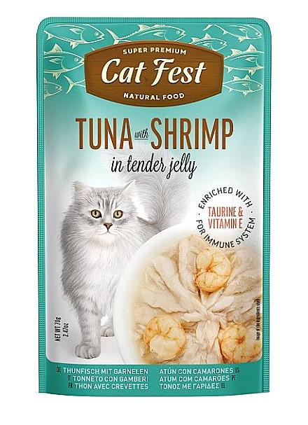 Корм вологий в желе для котів Cat Fest Тунець з креветкою 70 г (9531)