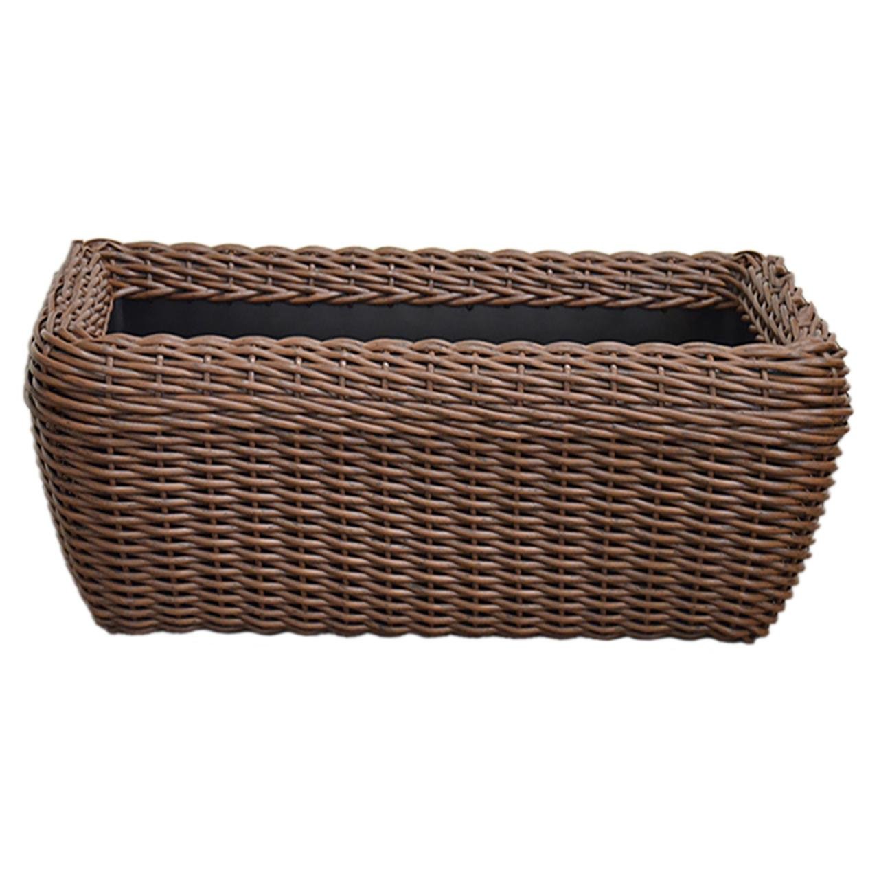 Кашпо прямокутне для рослин та квітів з штучного ротангу/ручної роботи 60 л Молочний шоколад