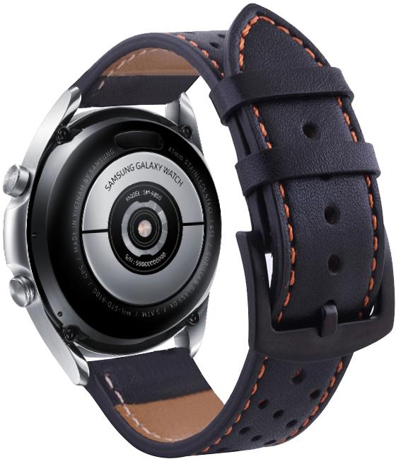 Ремінець шкіряний Classico для Galaxy Watch 3 41 мм Black/Orange (16947)