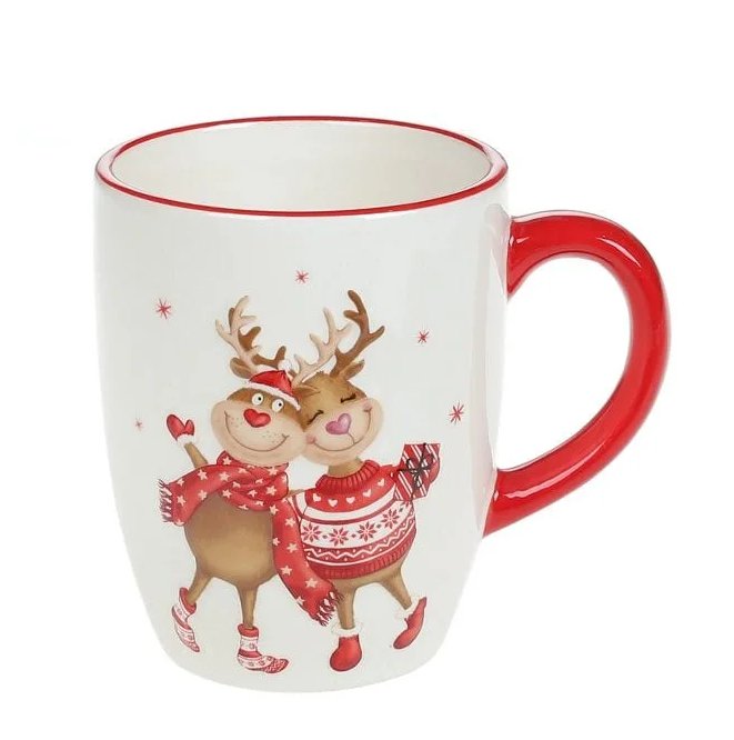 Чашка керамическая Flora Новогодние Олени 0,35 л 32053