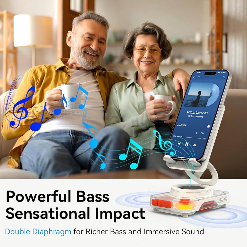 Колонка портативная Bluetooth ANCwear с TF-картой и подставкой для телефона Bluetooth 5.4 Белый - фото 5 Колонка портативная Bluetooth ANCwear с TF-картой и подставкой для телефона Bluetooth 5.4 Белый - фото 5