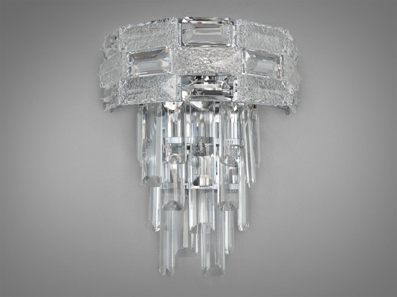 Бра из хрусталя в спальню на 2 лампы 9085BCH-LS Хром (2226949530)
