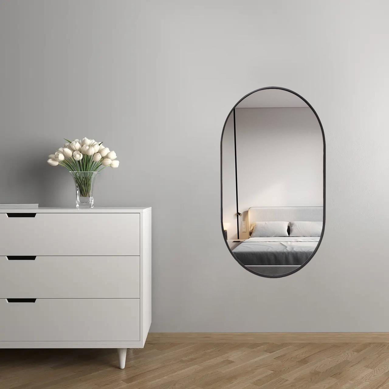 Настінне овальне дзеркало Стадіон в алюмінієвій рамі 1000х600 мм Чорний (000778)