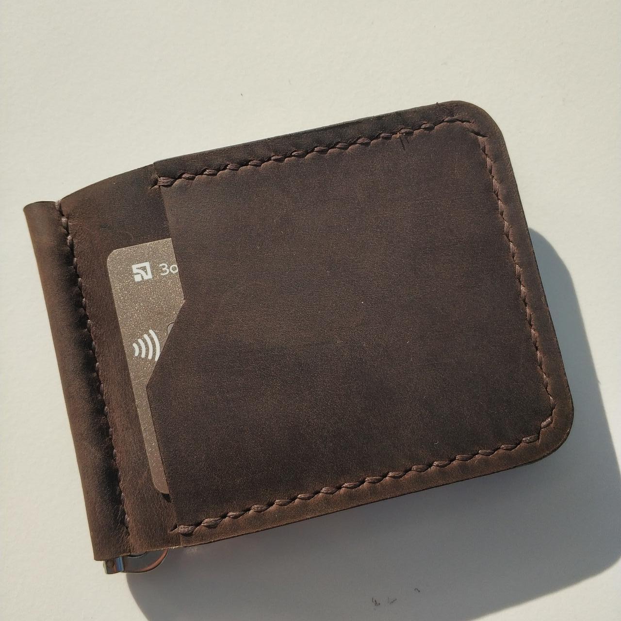 Зажим для денег Stedley Clip 1 кожаный Темно-коричневый (2531302190)