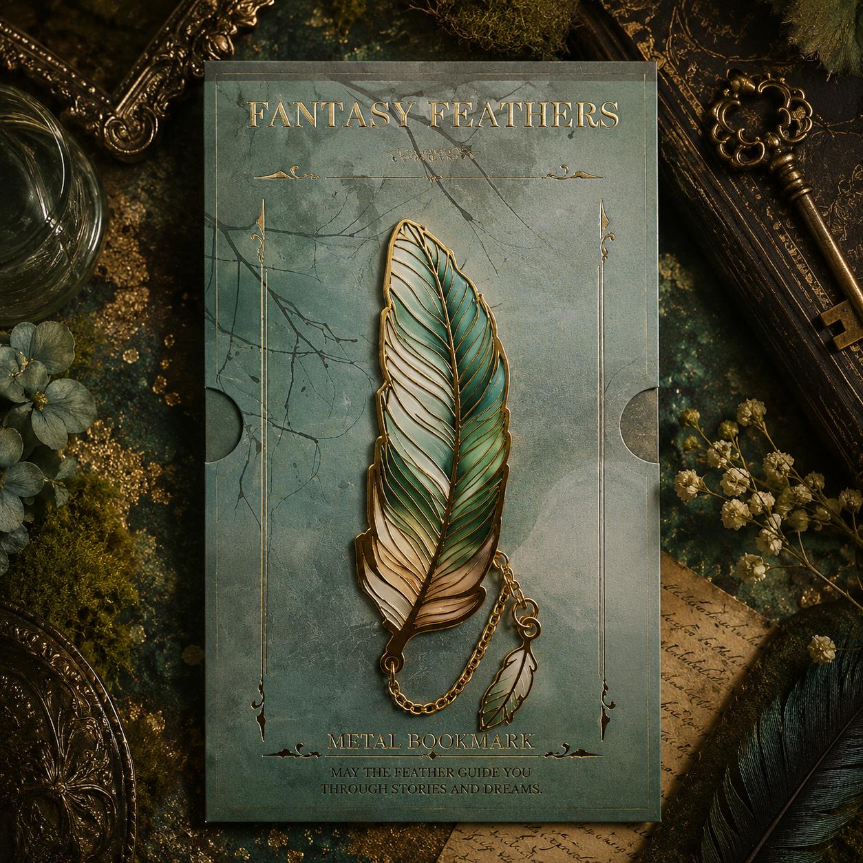 Закладка для книг металева Перо Бірюзовий (37242896)
