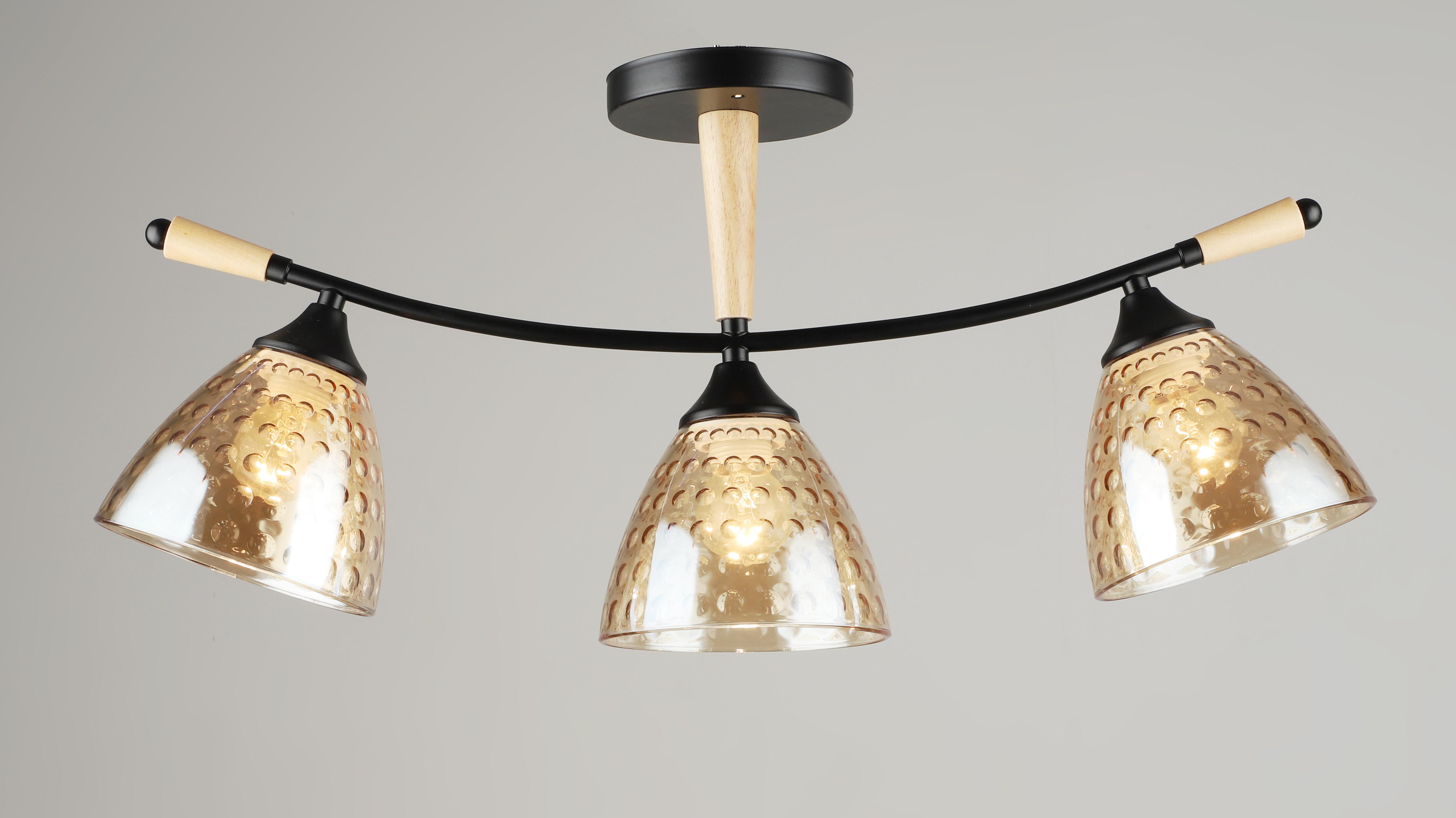 Люстра потолочная Sirius B N5726/3 BK+WOOD (000040709)