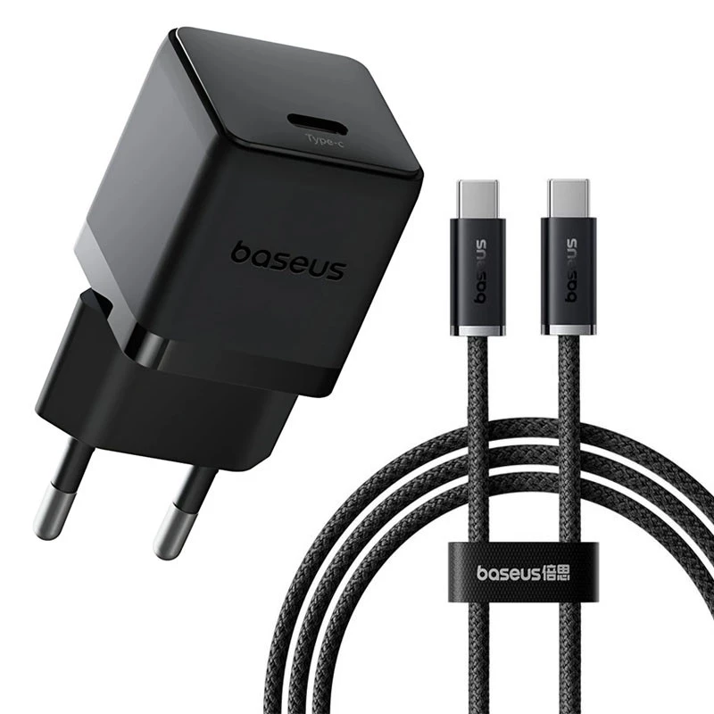 Зарядное устройство сетевое BASEUS Palm Fast Charger Type-C Cable Type-C to Type-C P10111605113-01 30W Black