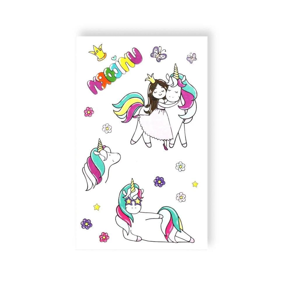 Набір тату тимчасових Обійми з єдинорогом Різнокольоровий (EC-664)