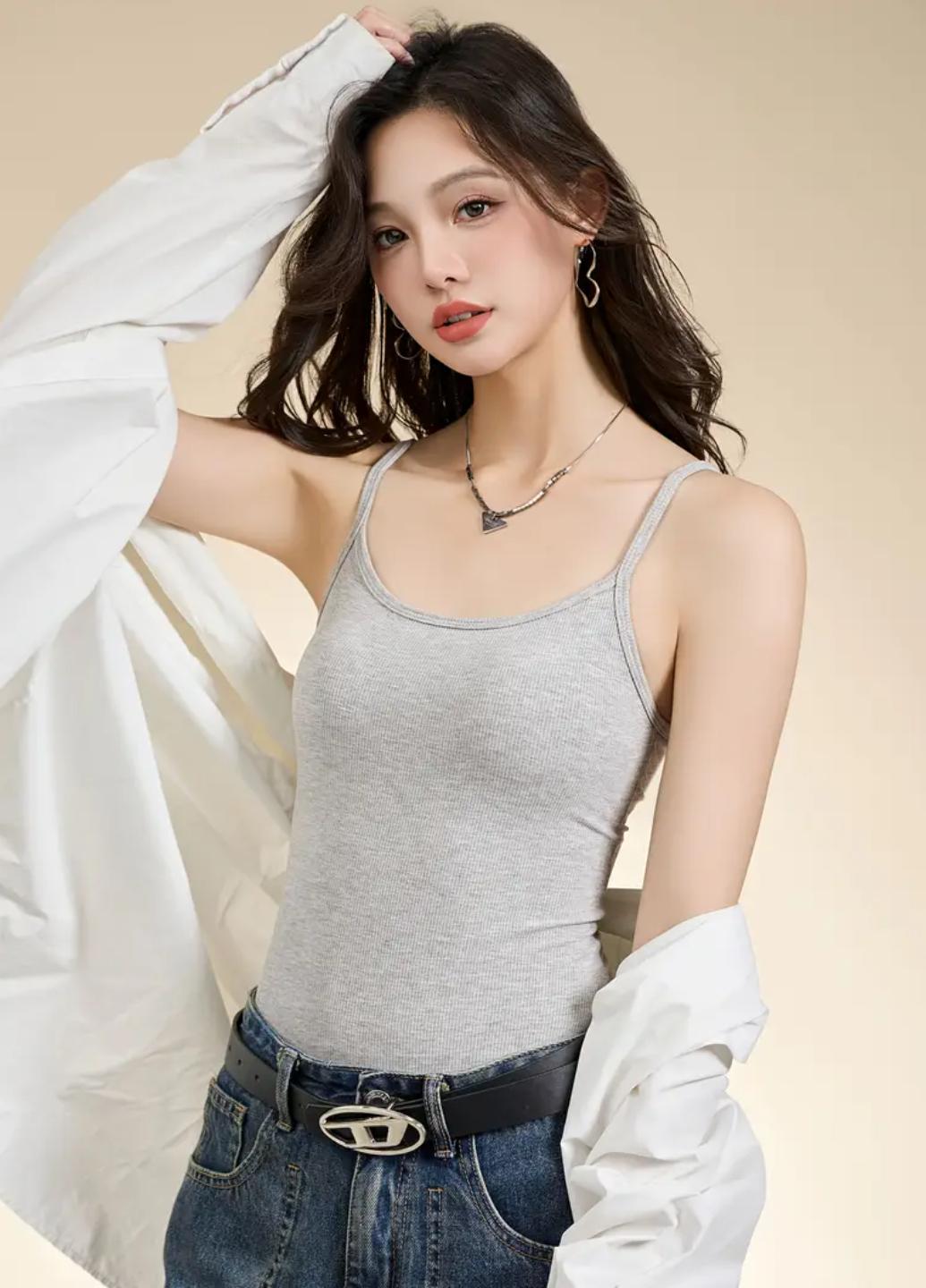 Майка женская Comfort Plus в рубчик с поролоновыми вкладышами L Серый (1959-44-04)