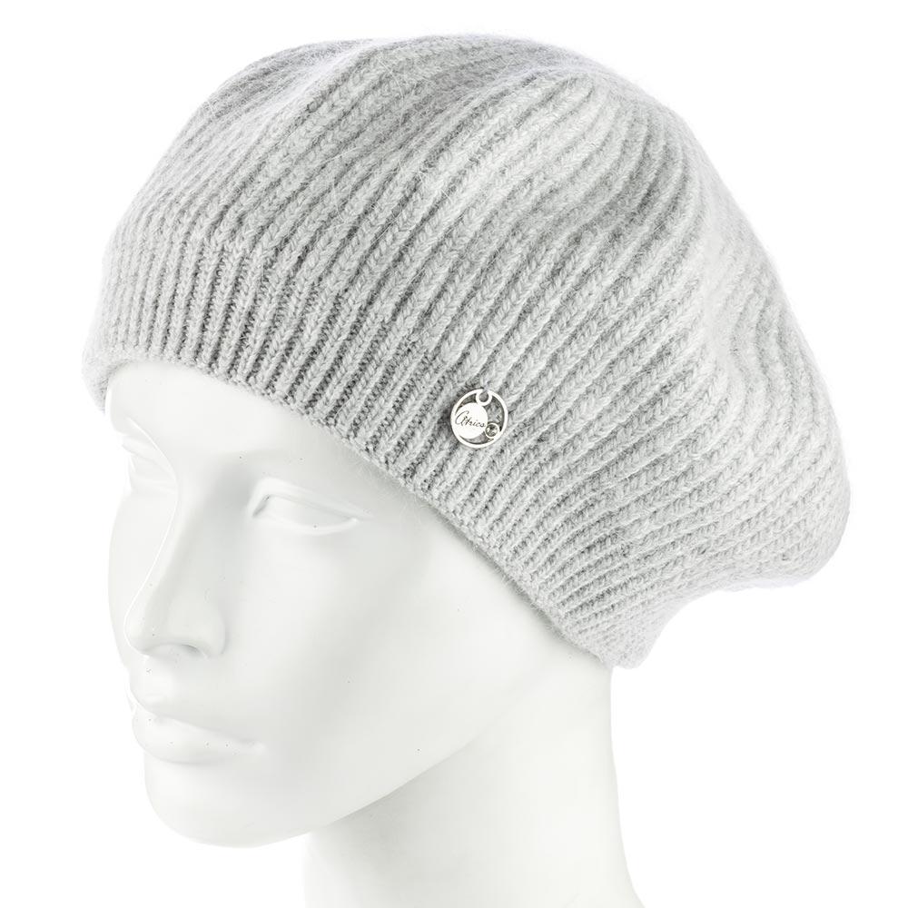 Берет женский ангоровый Atrics WH911 с узором двойной Пепельный