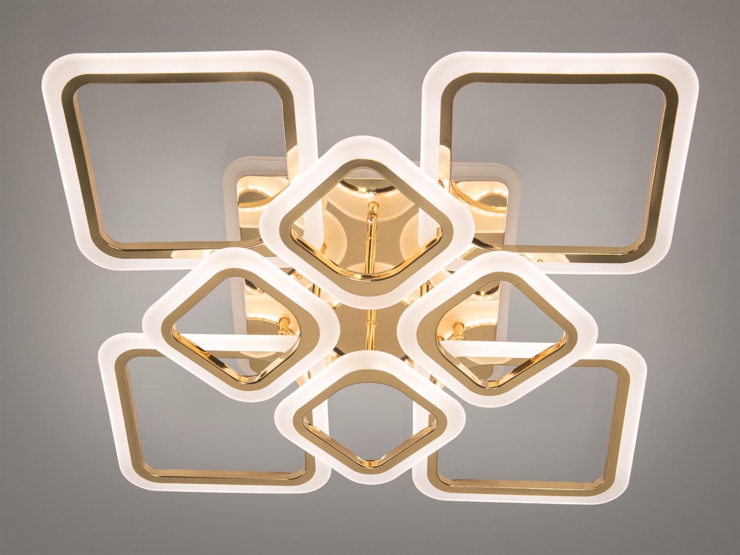 Люстра LED EcoLed с диммером и цветной подсветкой 115W HA8060/4+4G 3col dim Хром/Золотой Люстра LED EcoLed с диммером и цветной подсветкой 115W HA8060/4+4G 3col dim Хром/Золотой