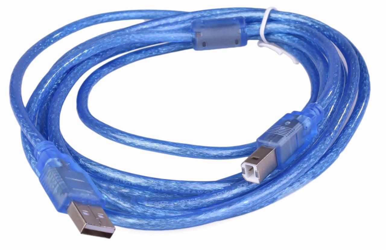 Кабель Rias USB to AM/BM із фільтром для принтера 3 м Blue (3_04711) - фото 2