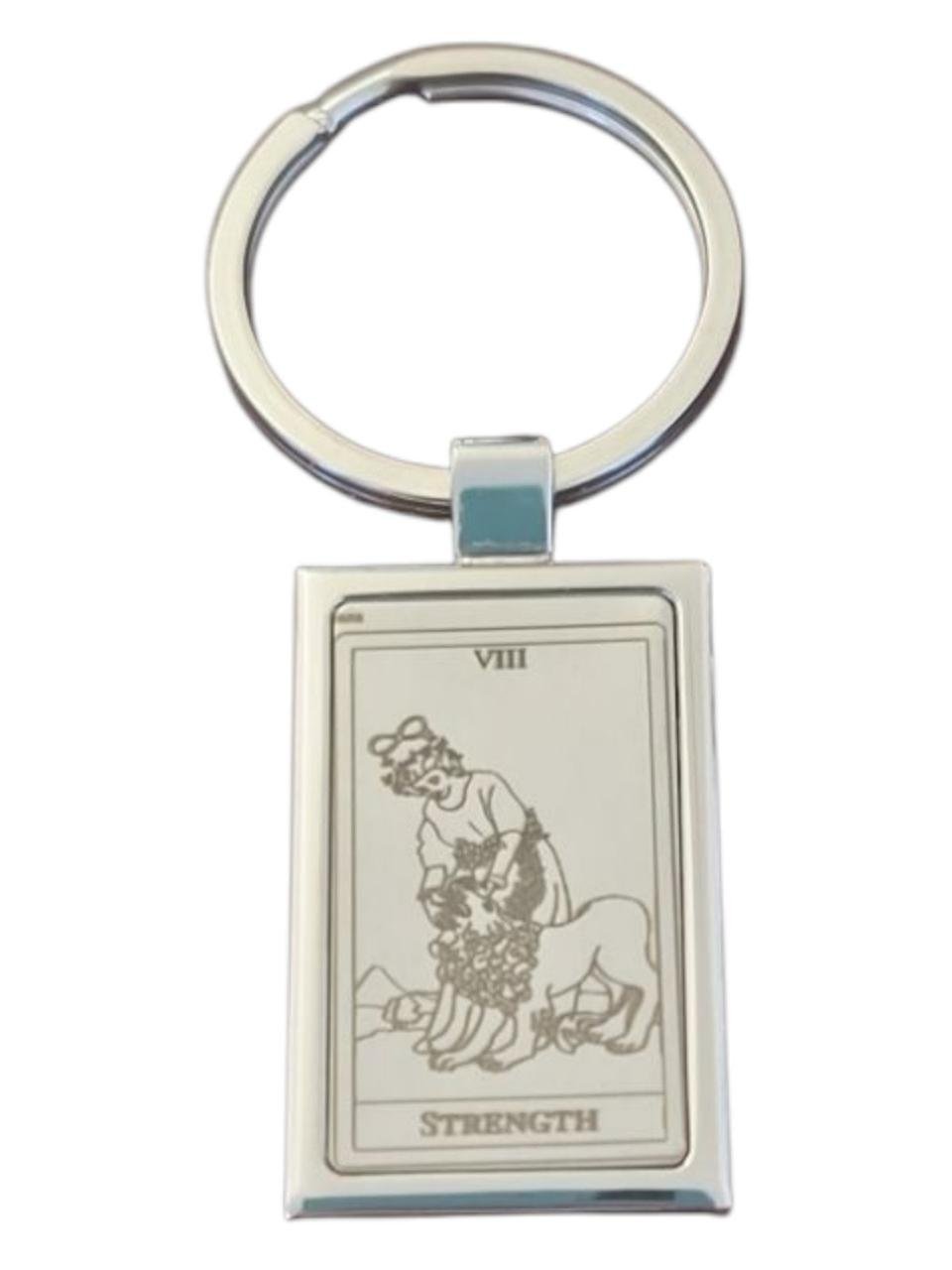 Брелок металлический для ключей с картой Таро Сила 80 мм двухсторонний Брелок металлический для ключей с картой Таро Сила 80 мм двухсторонний